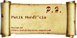 Petik Horácia névjegykártya